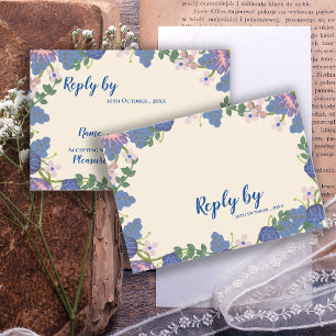 Cartão RSVP Casamento Bonito Romântico Roxo e Azul