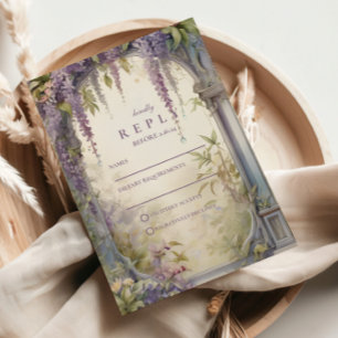 Cartão RSVP Casamento Botânico Arco de Wisteria