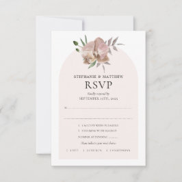 Cartão RSVP Casamento Botânico Boho Arco Poeira Orquídeas