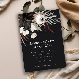 Cartão RSVP Casamento Botânico Bótico Rust Negro