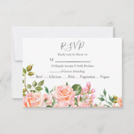Cartão RSVP Casamento Botânico Cor-de-Rosa Esbranquiçada