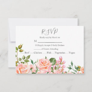 Cartão RSVP Casamento Botânico Cor-de-Rosa Esbranquiçada