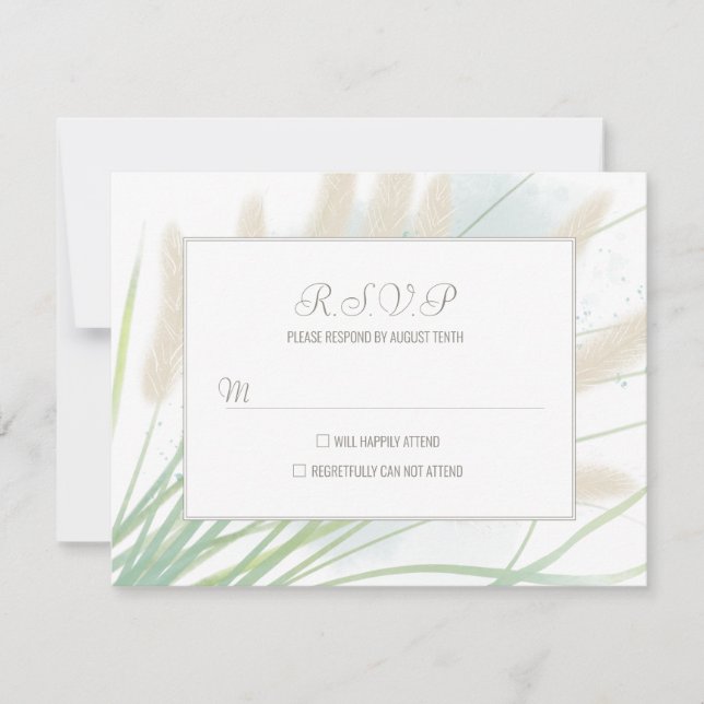 Cartão RSVP Casamento Botânico Costeiro (Frente)
