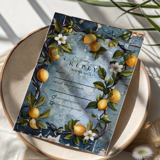 Cartão RSVP Casamento Botânico de Citros Frescos (Criador carregado)