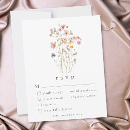 Cartão RSVP Casamento Botânico de Flor Silvestre Pressionada B