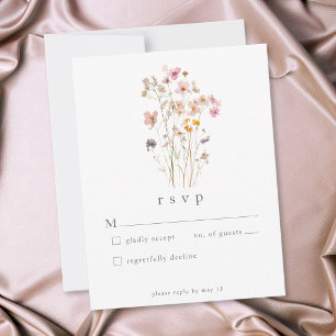 Cartão RSVP Casamento Botânico de Flor Silvestre Pressionada B