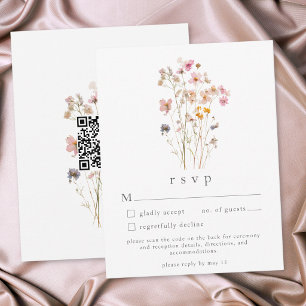 Cartão RSVP Casamento Botânico de Flor Silvestre Pressionada B