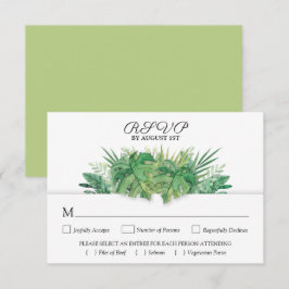 Cartão RSVP Casamento Botânico de Folhagem Tropical