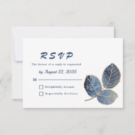 Cartão RSVP Casamento Botânico de Folhas Douradas Elegantes