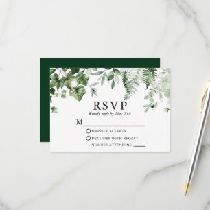 Cartão RSVP Casamento Botânico de Hera Elegante Moderno