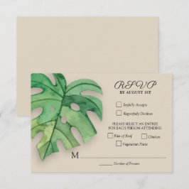 Cartão RSVP Casamento Botânico de Monstera Tropical