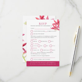 Cartão RSVP Casamento botânico de orquídea vermelha