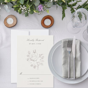 Cartão RSVP Casamento Botânico de Rosa Moderna