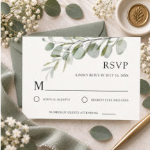 Casamento Botânico de Verde com Aquarela Elegante