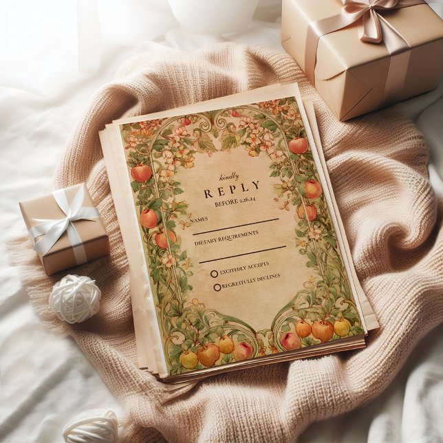 Cartão RSVP Casamento Botânico do Pomar Fresco (Criador carregado)