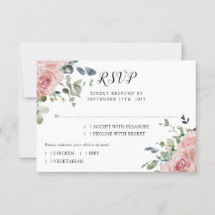 Cartão RSVP Casamento Botânico Dusty Rosa Eucalyptus