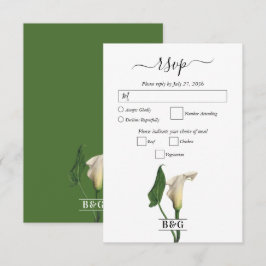 Cartão RSVP Casamento Botânico Elegante Calla Lily Green