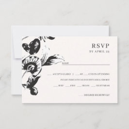 Cartão RSVP Casamento botânico elegante com flores brancas e p