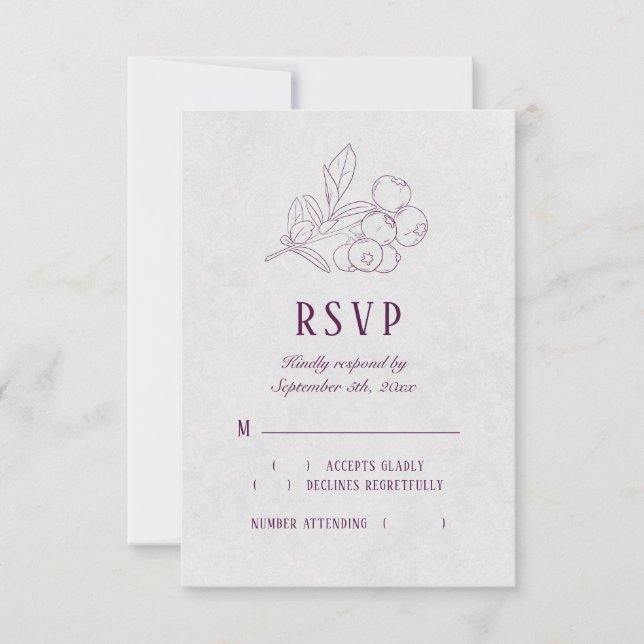 Cartão RSVP Casamento Botânico Elegante de Cinzas de Prata de  (Frente)