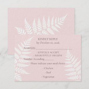 Cartão RSVP Casamento Botânico Elegante Rosa Bege Branco Samam