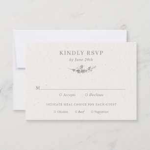 Cartão RSVP Casamento Botânico Elegante Verde Sálvia Moderno
