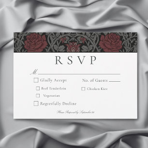 Cartão RSVP Casamento Botânico Elegante Vintage Gótica