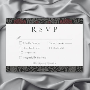 Cartão RSVP Casamento Botânico Elegante Vintage Gótica
