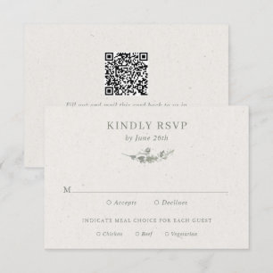 Cartão RSVP Casamento Botânico em Verde Sálvia Moderno com Cód