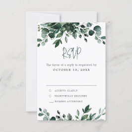Cartão RSVP Casamento Botânico Emerald Greenery Eucalyptus