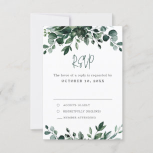 Cartão RSVP Casamento Botânico Emerald Greenery Eucalyptus