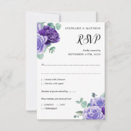 Cartão RSVP Casamento Botânico Eucalyptus Blooms Roxo