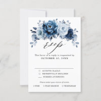 Casamento Botânico Floral Azul Desbotado Ardósia M