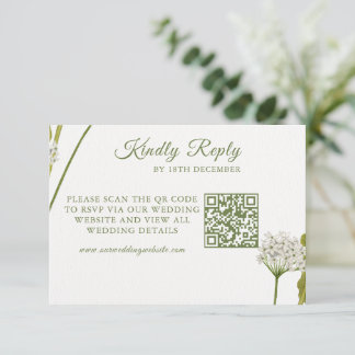 Cartão RSVP Casamento Botânico Floral Branco Elegante