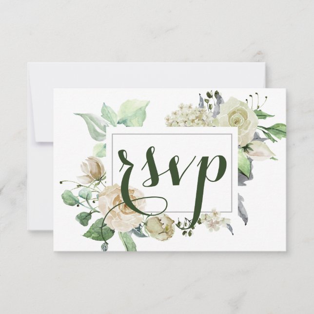 Cartão RSVP Casamento Botânico Floral de Aquarela Elegante (Frente)