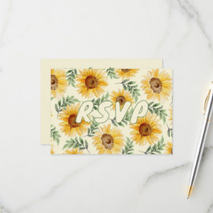 Cartão RSVP Casamento Botânico Floral de Sunflower Eucalyptus