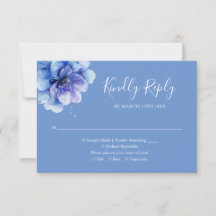 Casamento Botânico Floral em Aquarela Azul Elegant