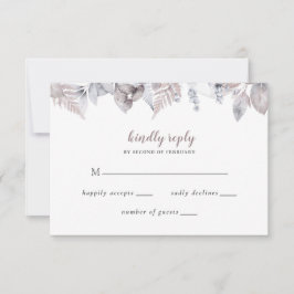 Cartão RSVP Casamento Botânico Floral Mauve Marinho Russo