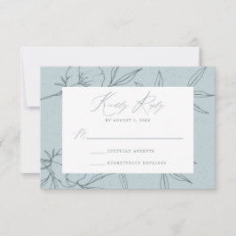 Cartão RSVP Casamento Botânico Floral Moderno Azul e Azul Nava