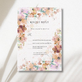 Cartão RSVP Casamento Botânico Floral Romântico de Tons Terros
