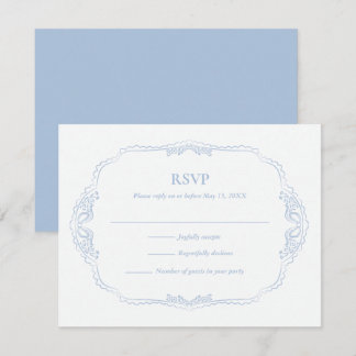 Cartão RSVP Casamento Botânico Francês Azul