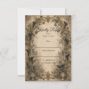 Cartão RSVP Casamento Botânico Gótico Temperamental