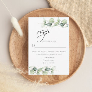Cartão RSVP Casamento Botânico Minimalista de Foliage Eucalypt