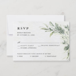 Cartão RSVP Casamento Botânico Minimalista Eucalyptus Verde Sa