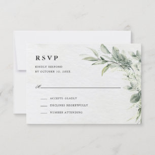 Cartão RSVP Casamento Botânico Minimalista Eucalyptus Verde Sa
