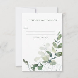Cartão RSVP Casamento Botânico Minimalista Russo Eucalyptus