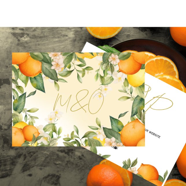Cartão RSVP Casamento Botânico Moderno de Citrus Lemons (Criador carregado)