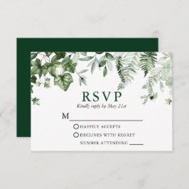 Cartão RSVP Casamento Botânico Moderno Elegante Ivy Greenery
