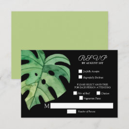 Cartão RSVP Casamento Botânico Monstera Leaf Tropical