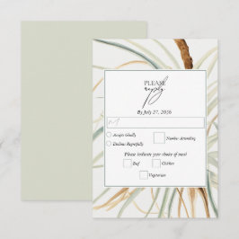 Cartão RSVP Casamento Botânico Neutral Bócio Russo com Aquarel