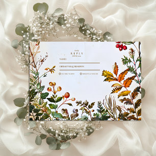 Cartão RSVP Casamento Botânico Outonal Vintage